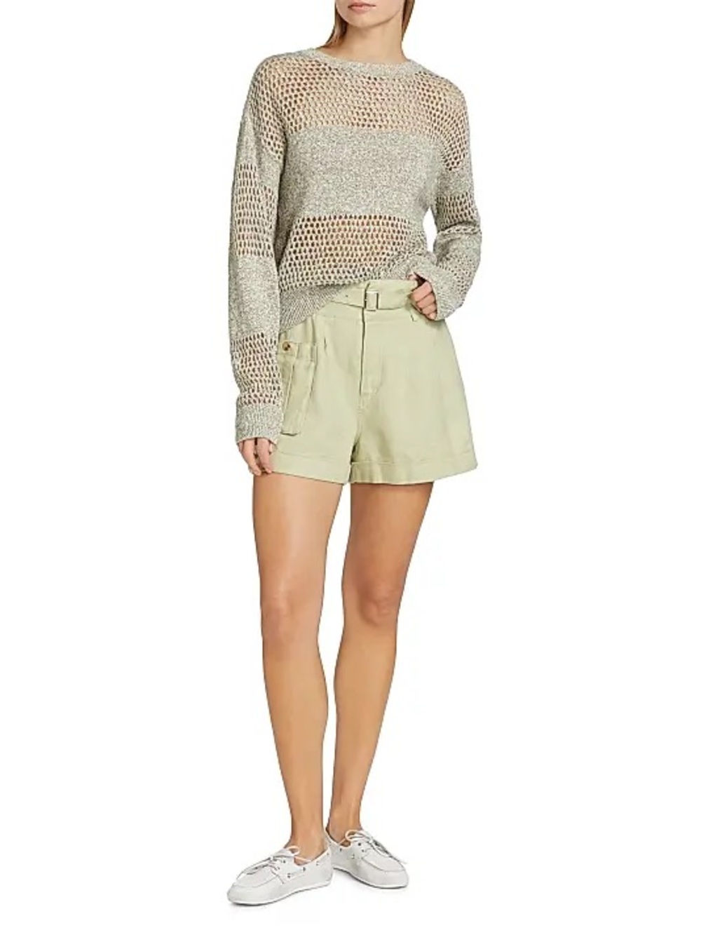 ATM Anthony Thomas Melillo Open-Knit Crew Neck Sweater
